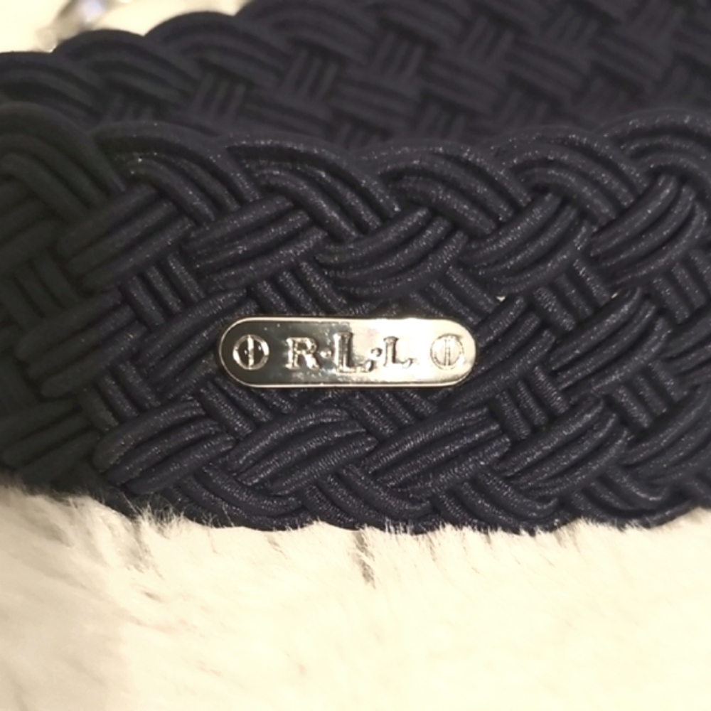 Lauren Ralph Lauren Navy Braided Belt with Silver Accent and Buckle Women's - Picture 4 of 5